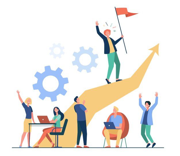 business leader standing arrow holding flag flat vector illustration cartoon people training doing business plan leadership victory challenge concept 74855 9812 Techno Flavour | Digital Marketing Agency in Delhi, India, NCR Target for Digital Success